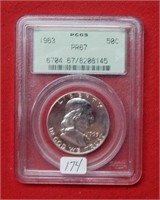 1963 Franklin Silver Half Dollar PCGS PR67
