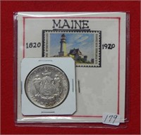1920 Maine Centennial Silver Comm Half $ & Stamp