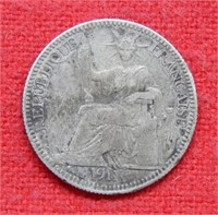 1911 Indo China Silver 10 Cent