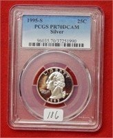 1995 S Washington Silver Quarter PCGS PR70 DCAM