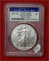 2017 (W) American Eagle PCGS MS70 1 Ounce Silver