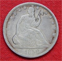 1858 Seated Liberty Silver Half Dollar-No Motto