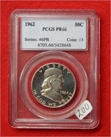 1962 Franklin Silver Half Dollar PCGS PR66