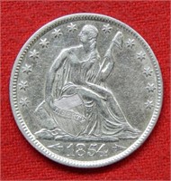 1854 O Seated Liberty Silver Half Dollar "Arrows"