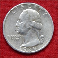 1939 S Washington Silver Quarter