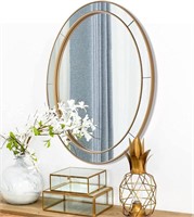Gold Oval Wood Frame Mirror, 24”x36”