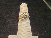 Genuine Diamond White Gold Ring 14K size 4 3/4
