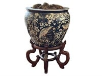 Blue and White Chinoiserie Fishbowl Planter