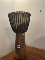 Carved wooden base drum