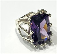 HUGE 10CT LAVENDER AMETHYST MEXICAN STERLING RING
