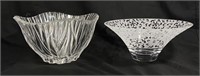 LOT OF 2 COLLECTIBLE HANDMADE CRYSTAL DECO BOWLS