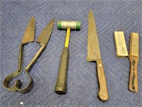 Vintage Blade Tools, Sharpener, & Hammer