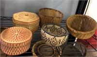 GROUP OF INDIAN STYLE BASKETS, DECOR
