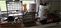 Items on Bench-Storage Bins, Pipe Bender Part