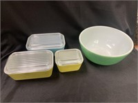 3 Pyrex Refrigerator Dishes with Mixing Bowl