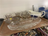 Heisey Glass Relish Bowl with Overlay Glassware