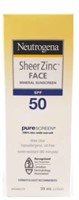 NEUTROGENA SHEER ZINC FACE, SPF 50, 59 ML