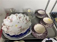 Sponge Decorated Cups and Saucers