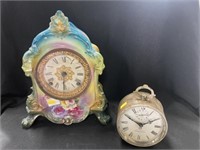Porcelain Mantel Clock with Alarm Clock