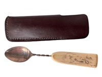 Scrimshaw Handle Silver Spoon