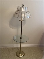 Mid Century Capiz Shell Floor Lamp w/ Shelf