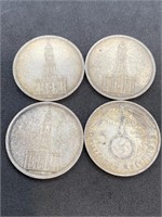 (4) Silver German 5 Reichsmark