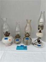 Lot of 4 - oil lamps - 15" tall