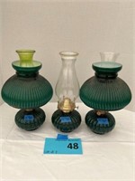 Lot of 3 - green oil lamps