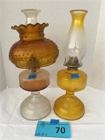 Lot of 2 amber oil lamps