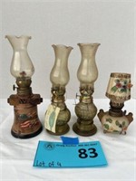 Lot of 4 mini oil lamps