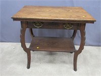 OAK LIBRARY TABLE WITH DRAWER: