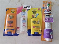 (3) KIDS SUN SCREEN NEW AND SPIN TOOTHBRUSH NEW