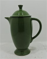 Vintage Fiesta coffee pot, dark green, rim repair