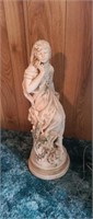 Vintage 24-in ceramic girl figurine, made in