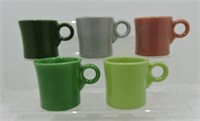 Vintage Fiesta lot of 5 mugs, 50's colors