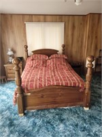 Vintage wood 4-post headboard footboard bed frame