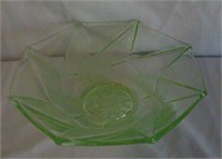 Deco Style Czech Uranium Glass Fruit Bowl
