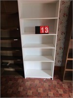 WHITE BOOKCASE (4 SHELVES) LOCATED UPSTAIRS