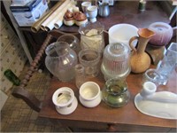 GLASSWARE ITEMS, VASES, CANDLE HOLDERS AND MORE