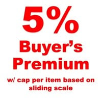 5 % BP w/ Sliding Scale Cap Per Item. 4% CC Fee.