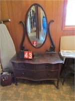 3 DRAWER DRESSER WITH OVAL MIRROR - LOCATED