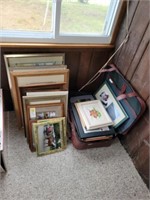 LARGE ASSORTMENT FRAMED PAINTINGS/DRAWINGS/