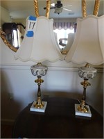 PAIR OF TABLE LAMPS MARBLE BASE