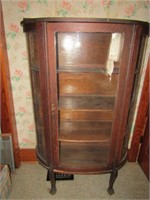 BOWFRONT CHINA CABINET WITH WOOD SHELVES