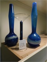 2 VASES & 2 CANDLE HOLDERS W/ WATER