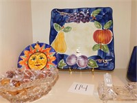 COBALT BLUE PLATES & HOLDER SHELF LOT