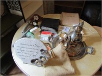 CONTENTS ON TOP OF TABLE- TEA SET AND TRAY,