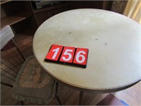 ROUND CARD TABLE AND 1 CHAIR - SOME DAMAGE