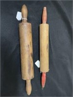 Pair Of Primitive Wooden Rolling Pins Including Re