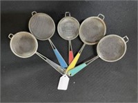 Vintage Collection Of Colorful Hand Strainers 7"
